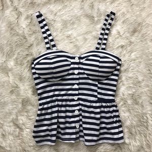 Navy striped peplum top